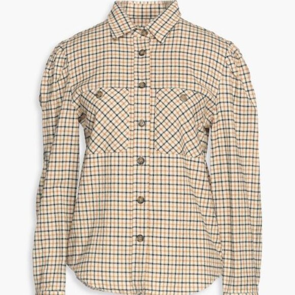MARANT ÉTOILE Falco checked flannel shirt, Ecru, NWT (french size 34) - Picture 1 of 8